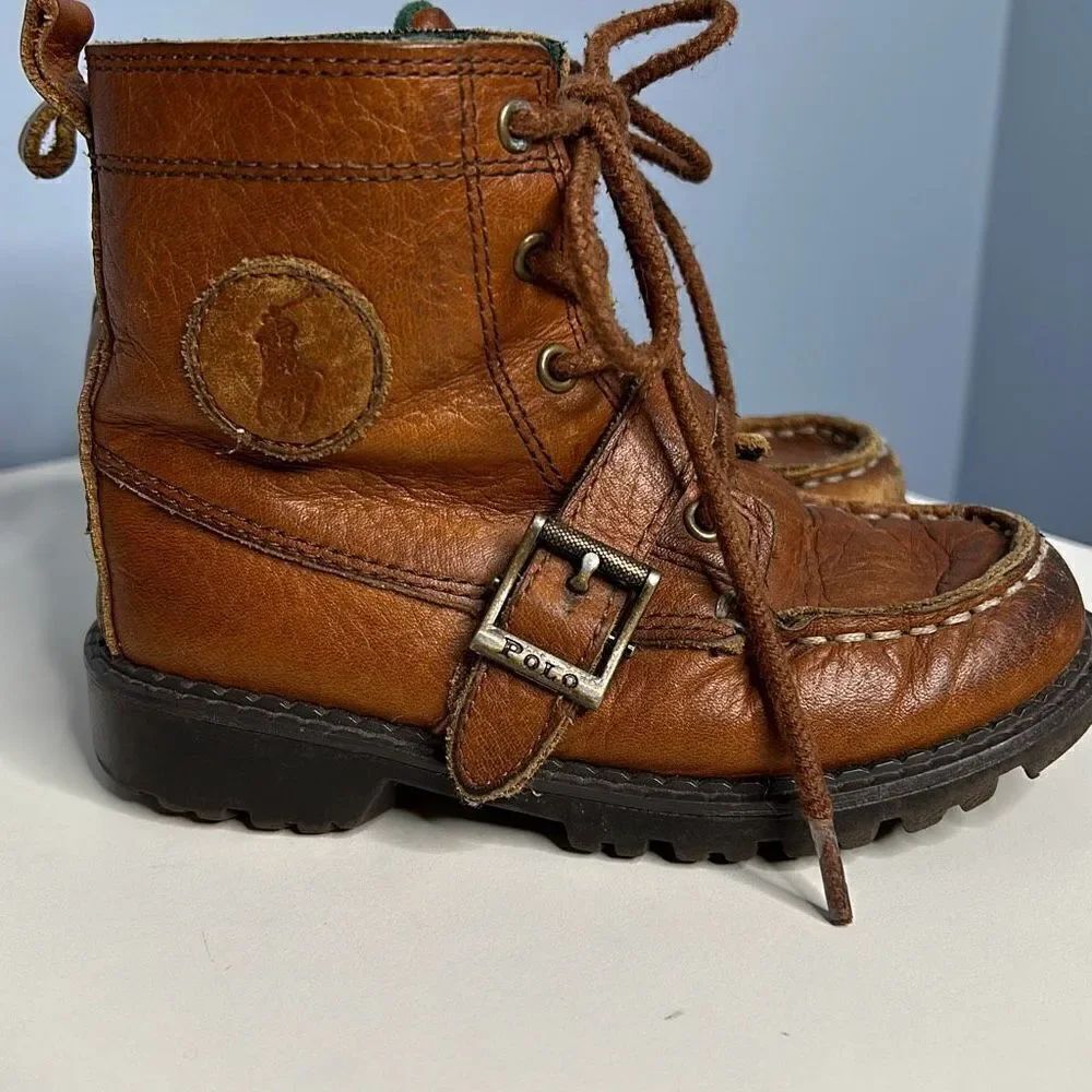 POLO by Ralph Lauren Brown Leather Kids Boots Sz 9